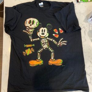 Disney 100 Mickey Mouse Skeleton Halloween T-Shirt